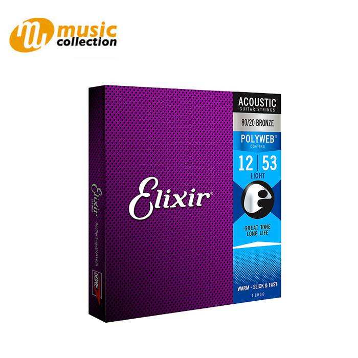 ELIXIR STRINGS 80/20 BRONZE ACOUSTIC GUITAR STRINGS WITH POLYWEB COATING, LIGHT (.012-.053) #11050 1