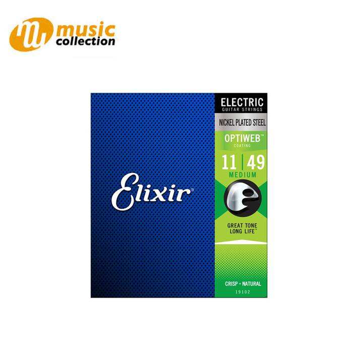 ELIXIR STRINGS NICKEL ELECTRIC GUITAR STRINGS WITH ANTIWEB COATING, MEDIUM (.11-.049) #19102 1
