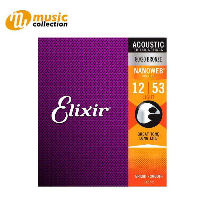 ELIXIR STRINGS 80/20 BRONZE ACOUSTIC GUITAR STRINGS WITH NANOWEB COATING, LIGHT (.012-.053)