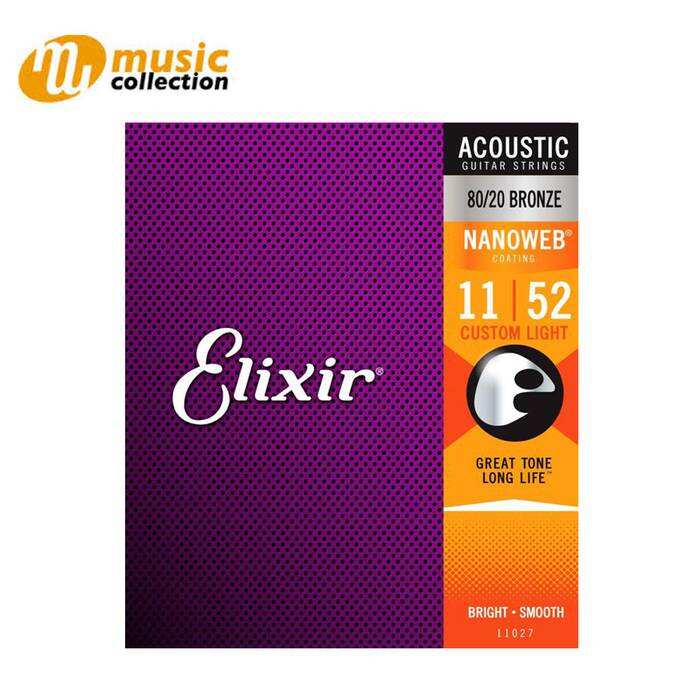 ELIXIR STRINGS 80/20 BRONZE ACOUSTIC GUITAR STRINGS WITH NANOWEB COATING, CUSTOM LIGHT (.011-.052)