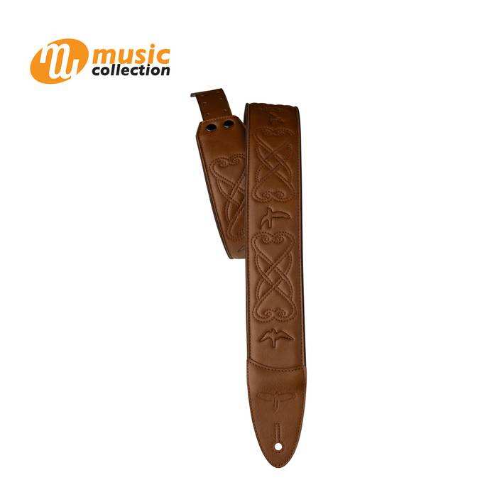 PRS 2.4" PADDED GUITAR STRAP W/RAS CUSTOM LEATHER (FAUX) BIRDS 1