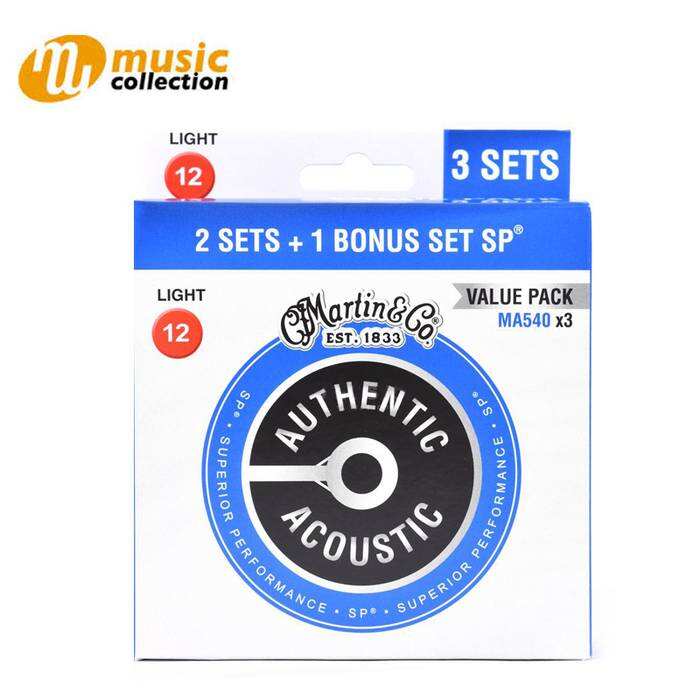 MARTIN 3 PACK MA540PK3 SP PHOSPHOR BRONZE AUTHENTIC ACOUSTIC GUITAR STRINGS LIGHT 12-54 1