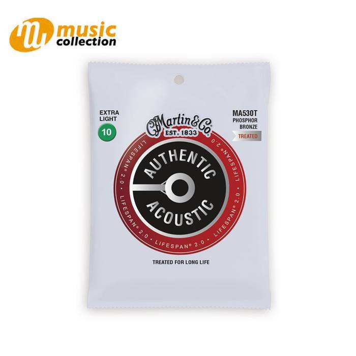 Martin MA530T Lifespan Treated Phosphor Bronze Authentic Acoustic Guitar Strings Extra Light 10-47