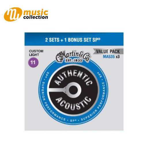 MARTIN 3 PACK MA535 PHOSPHOR BRONZE AUTHENTIC
