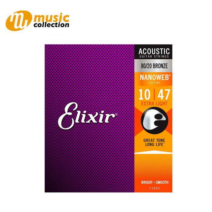 ELIXIR STRINGS 80/20 BRONZE ACOUSTIC GUITAR STRINGS WITH NANOWEB COATING, EXTRA LIGHT (.010-.047)