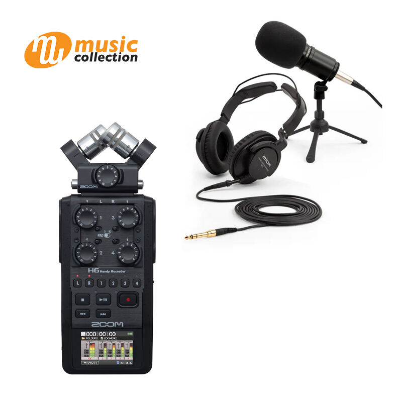 ZOOM H6 + ZOOM ZDM-1PMP PODCAST MICROPHONE PACK - Music Collection